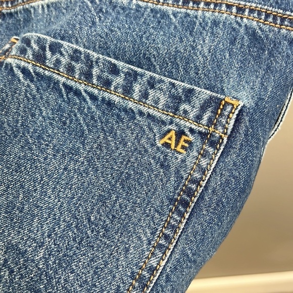 NWOT American Eagle Denim Overall Dress Skirt Small Blue Destroyed Hem Zipper - Picture 3 of 9